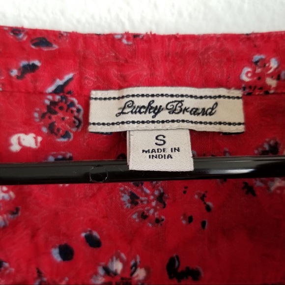 Lucky Brand | floral | red | peasant | top | S - Picture 4 of 5